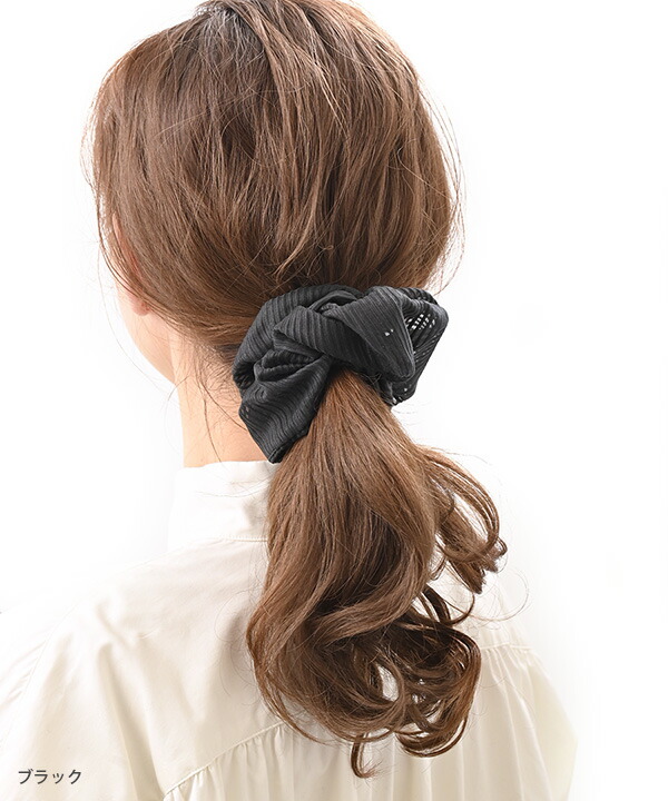 ストライプ柄シュシュ HS-179 | ヘアアクセサリー,シュシュ