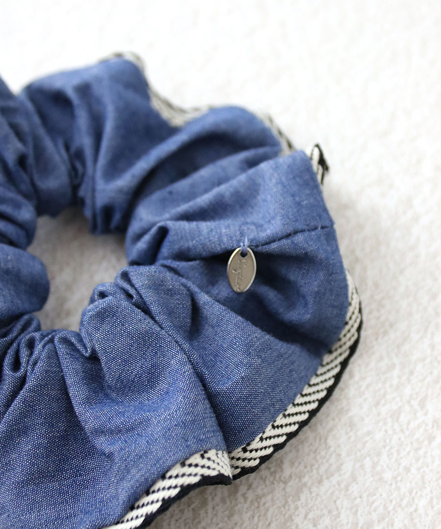 ☆ネコポス送料無料☆パイピングデニム風シュシュ HS-115 【mbgt