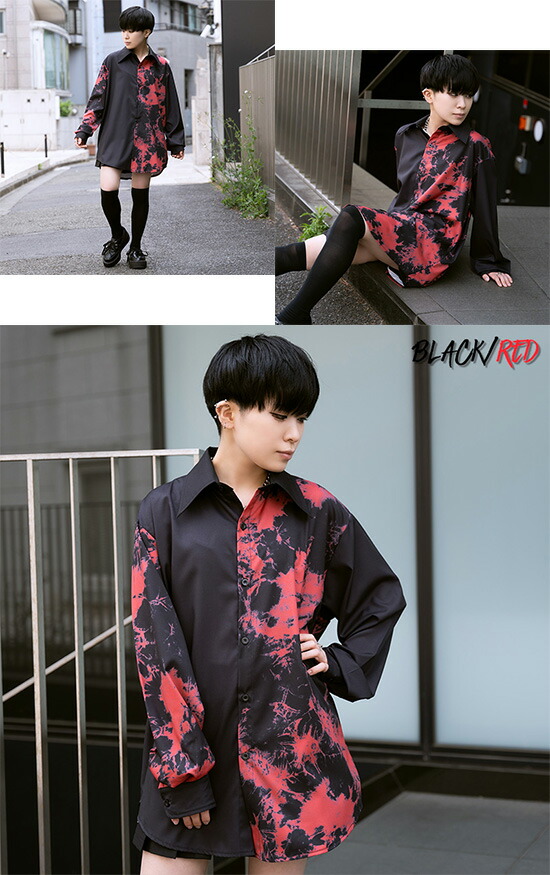 楽天市場】アシメブリーチ シャツ 長袖 パンク ロック V系