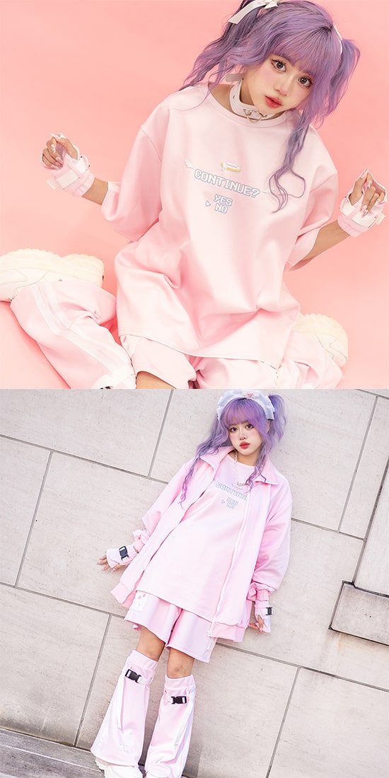 楽天市場】GAME OVER Tシャツ ピンク ジャージ 半袖 原宿 原宿系