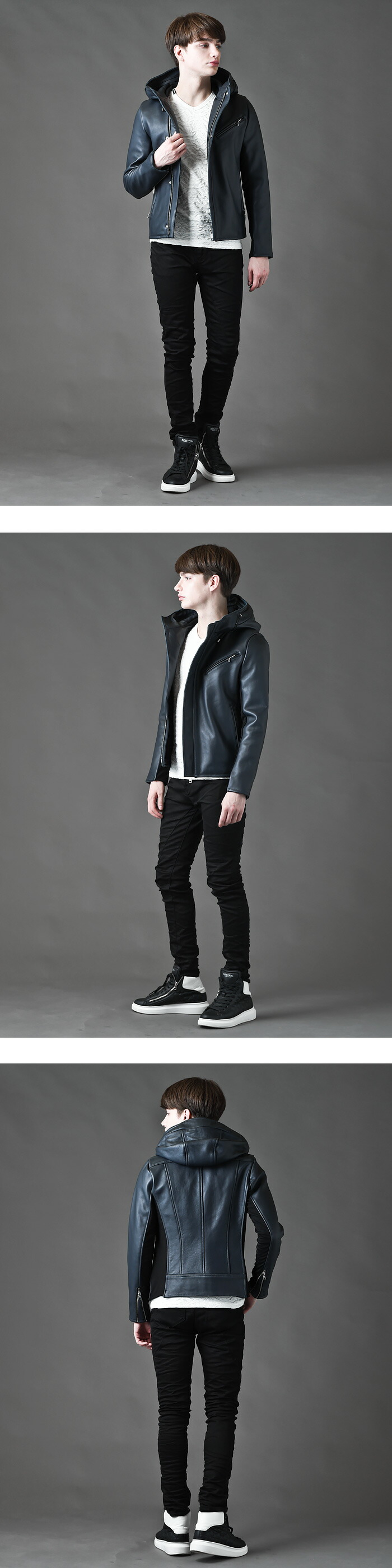 JOHNNY CASCADE(ジョニーカスケード)レザー フード ライダース