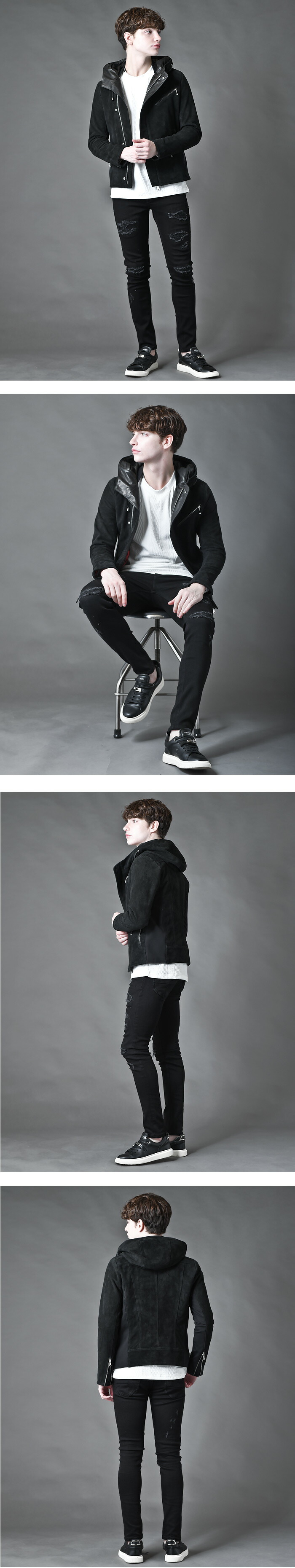 JOHNNY CASCADE(ジョニーカスケード) フード ライダース レザー