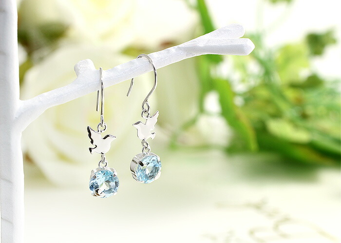 楽天市場】ブルートパーズ ピアス レディース 小鳥 チャーム ハート爪