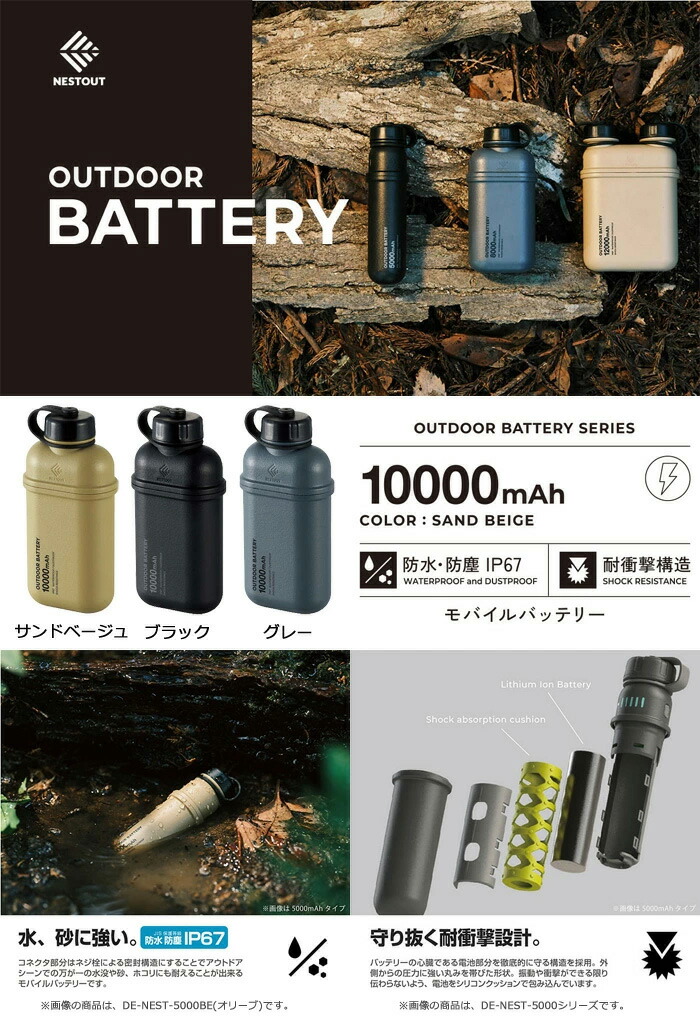 楽天市場】エレコム ELECOM DE-NEST-10000 NESTOUT モバイルバッテリー