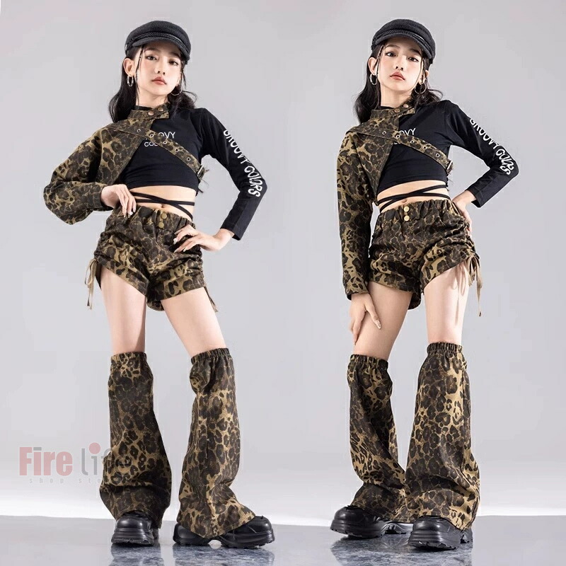 楽天市場】キッズダンス衣装 ワンショルダー 片袖豹柄 片腕 ヒョウ柄