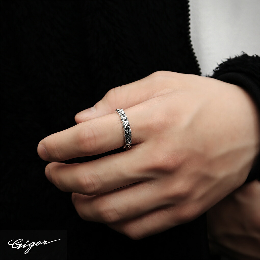 GIGOR ジゴロウ シルバー フレッジ リングS 7号～25号 シンプル 指輪