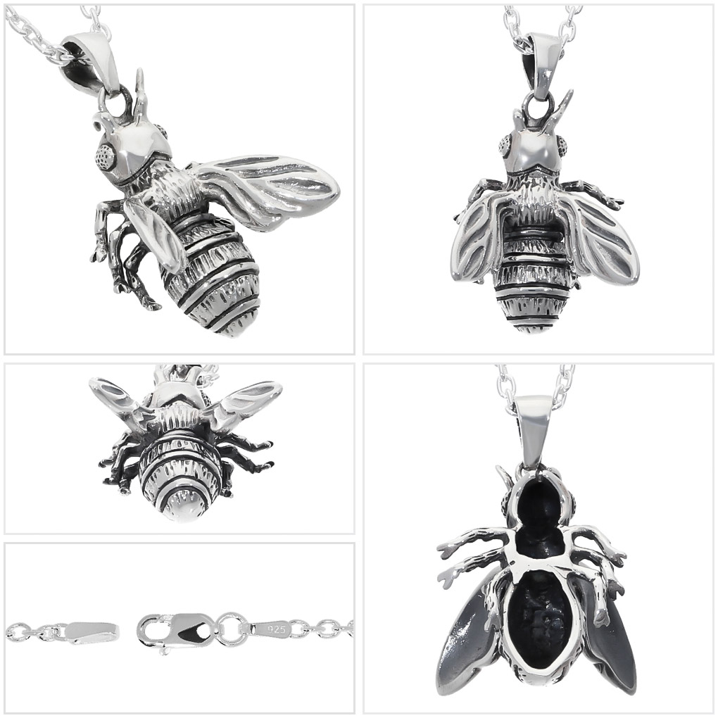 立体 ハチ 蜂 シルバー ネックレス ペンダント ペンダントトップ