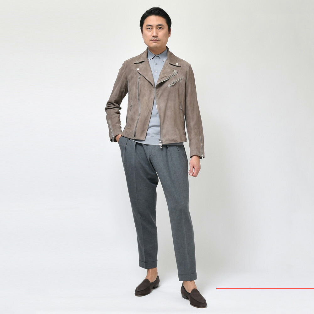 Cinquanta（チンクアンタ）ゴートスエードダブルライダース H518/3