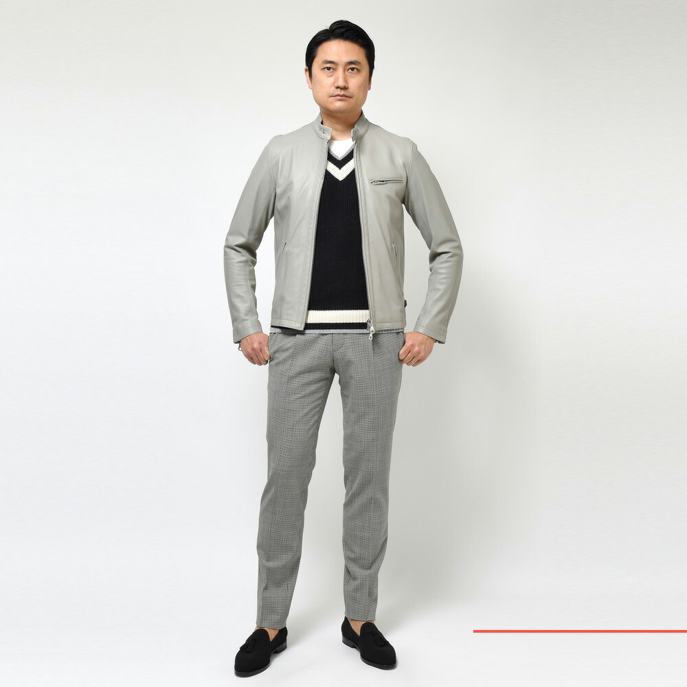 CINQUANTA/シングルライダースジャケット/size46/グレー/羊革 楽天市場