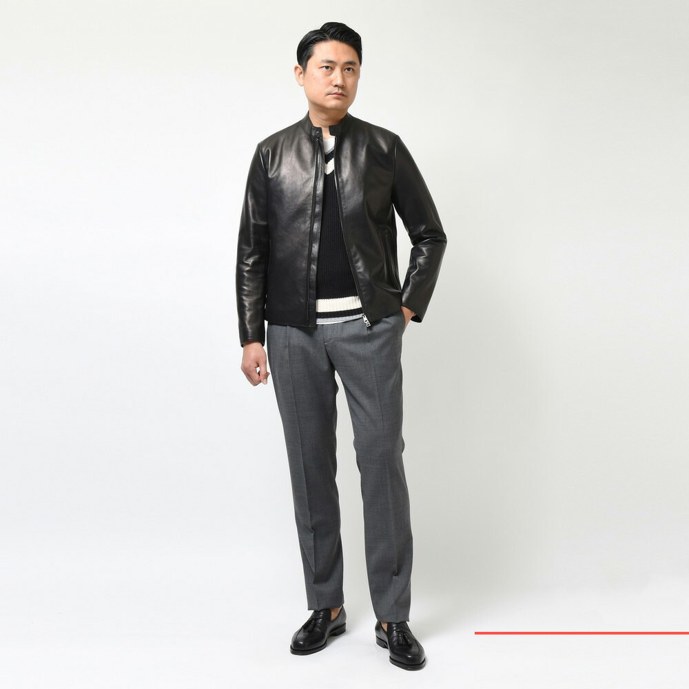 ALTACRUNA（アルタクルーナ）ラムレザースタンドカラーシングル