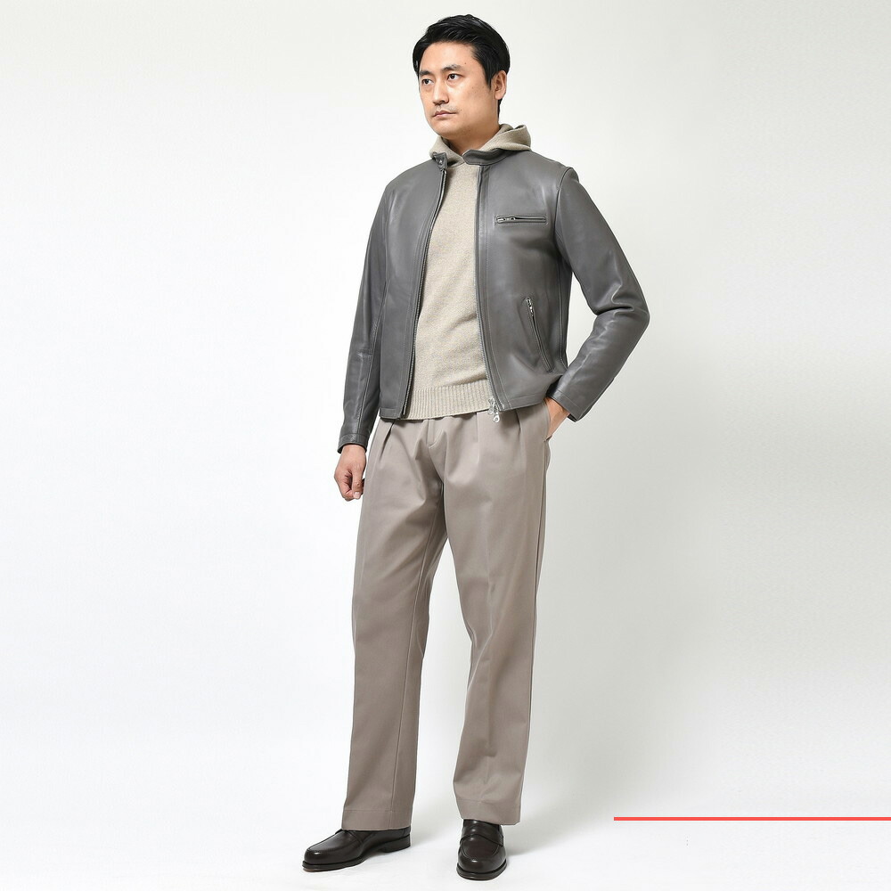 SALE】Cinquanta（チンクアンタ）ラムナッパレザースタンドカラー