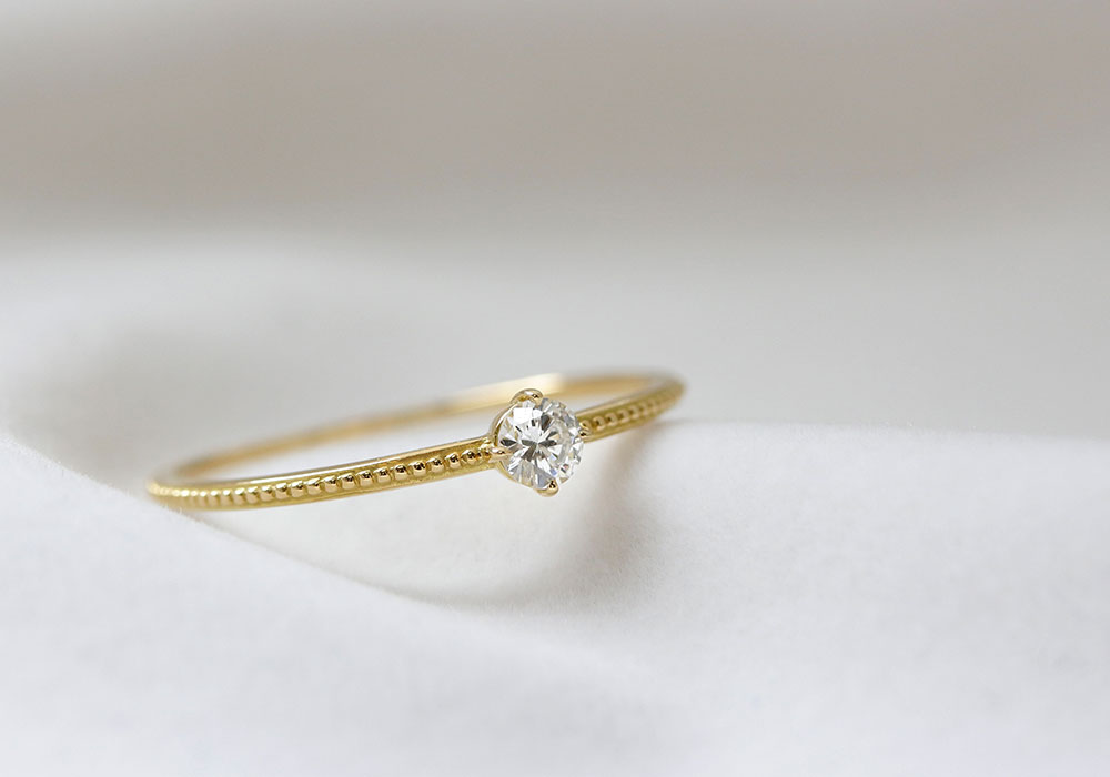 楽天市場】K18 K10 天然ダイヤモンド 0.1ct 四本爪 一粒 リング 1号