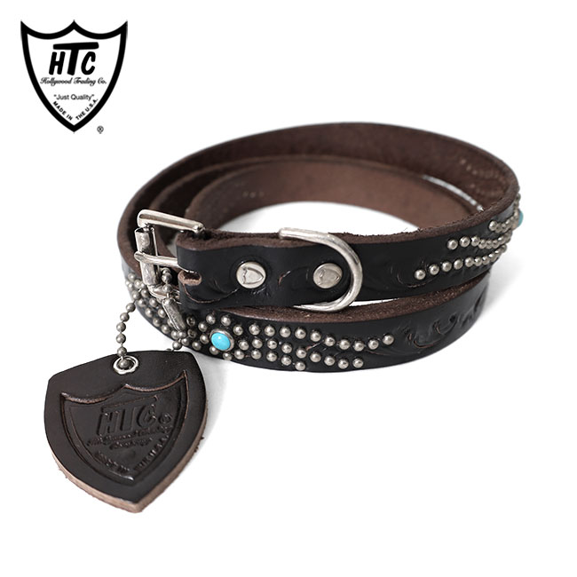 HTC エイチティーシー フラワースタッズ ターコイズ レザーベルト 26