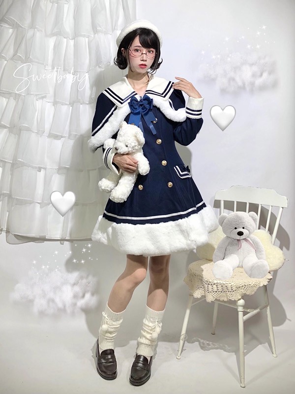 楽天市場】ステンカラーコート セーラーコート ロリータ 冬服 もこもこ