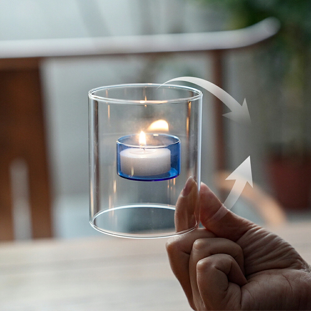 楽天市場】IwaiLoft 浮かぶ光 ガラスキャンドルホルダー 透明感のある