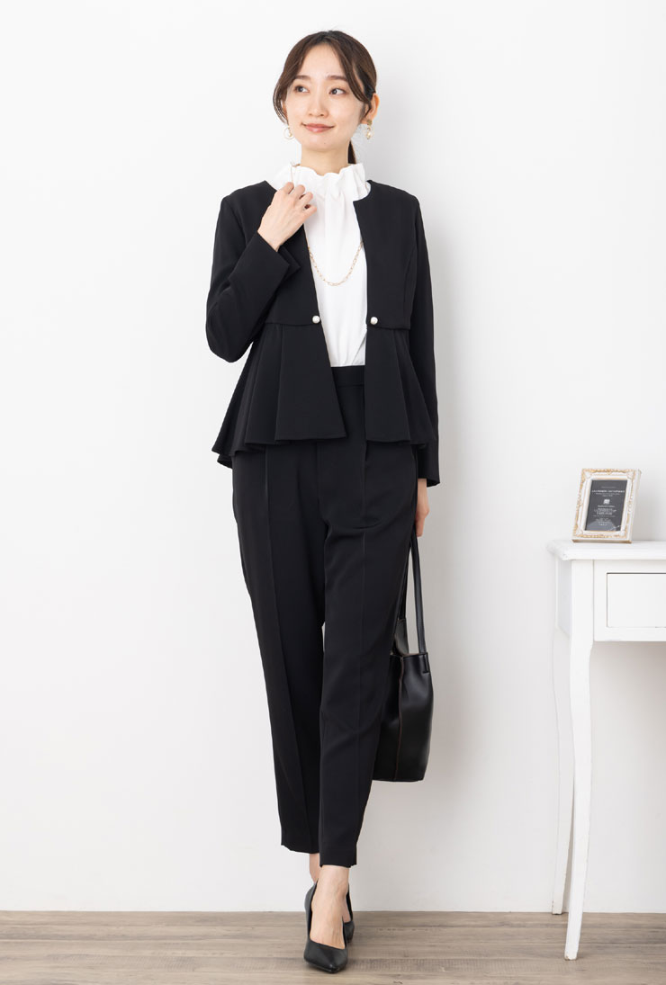 セレモニー服 ブラウス パンツ 3点セット ペプラム フォーマル 美品 S