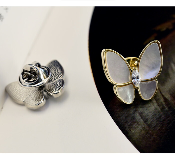 楽天市場】ブローチ 蝶 バタフライ 天然白蝶貝 シェル シンプル 知的