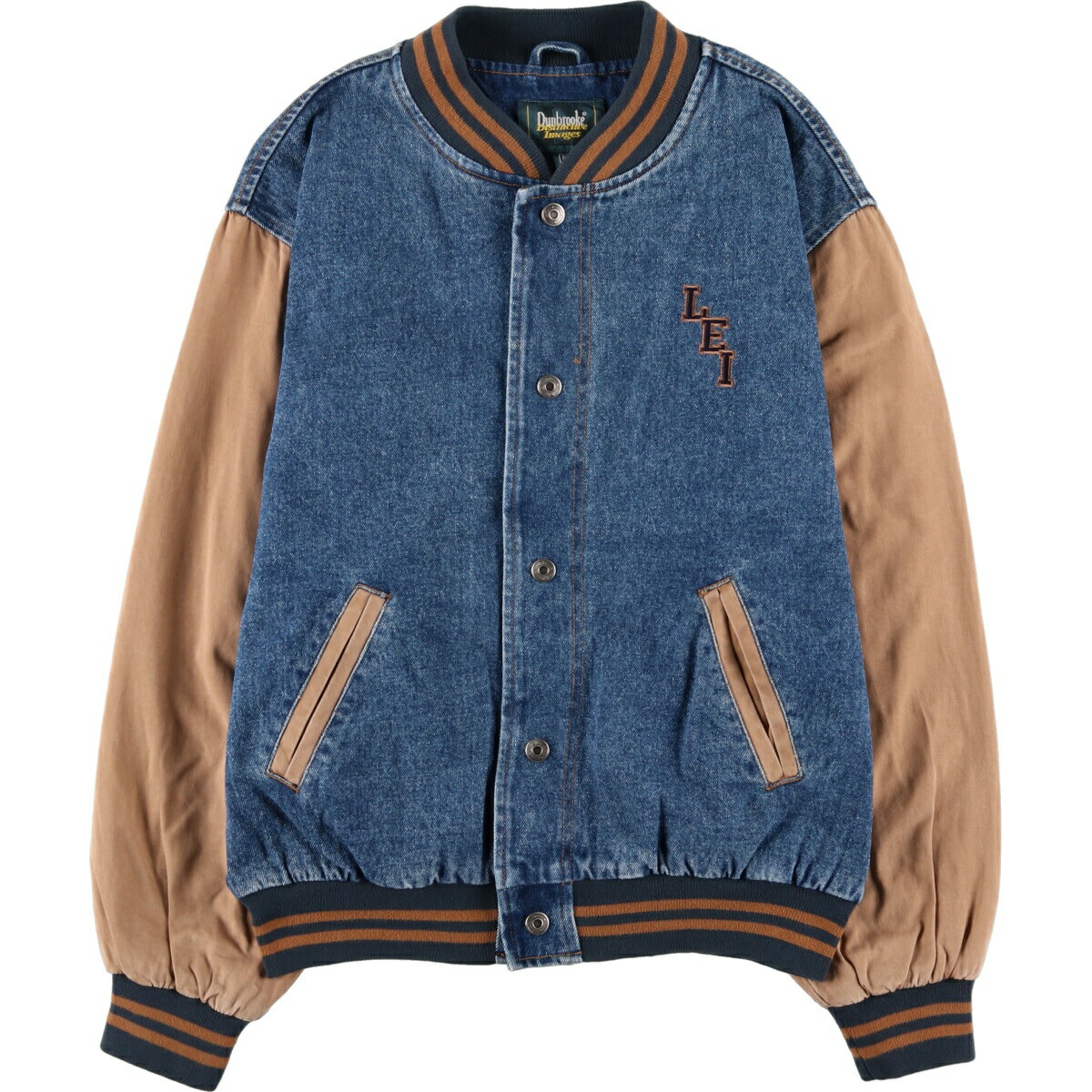 古着 90年代 Dunbrooke デニムスタジャン バーシティジャケット メンズ