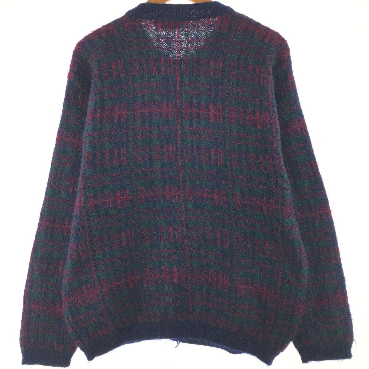 古着 Edinburgh チェック柄 モヘアニットカーディガン スコットランド