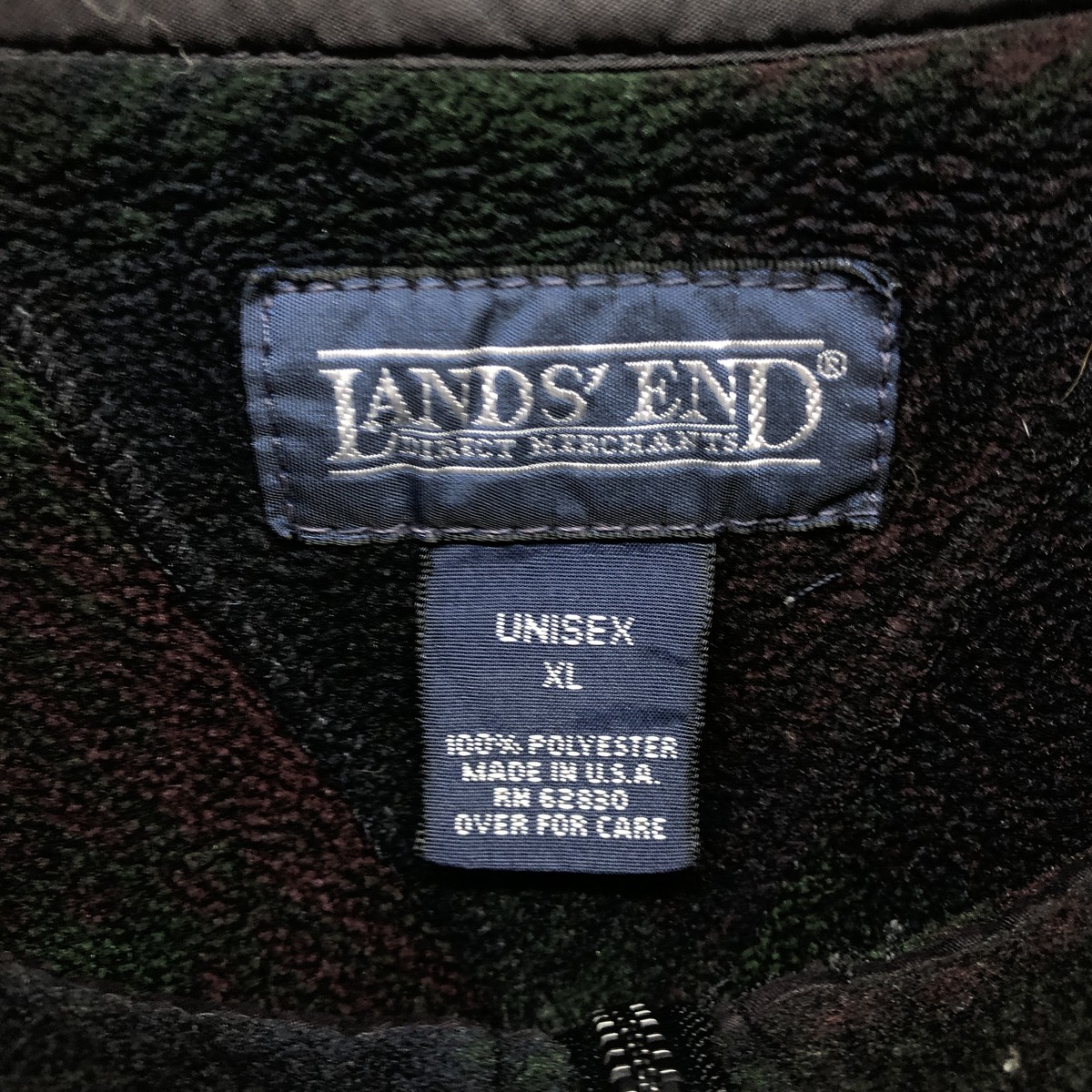 古着 90年代 ランズエンド LANDS' END チェック柄 ハーフジップ