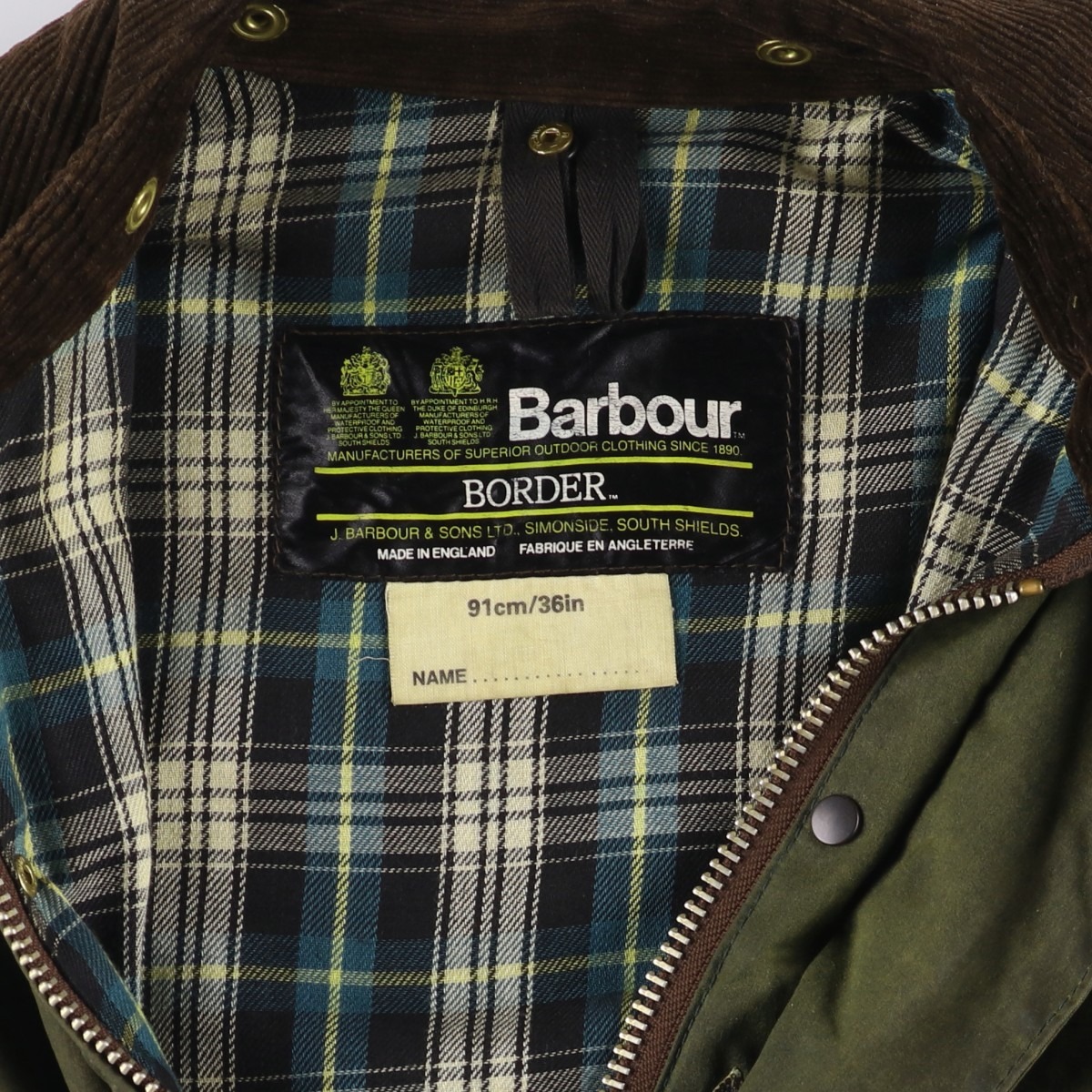 古着 80年代 バブアー Barbour BORDER ボーダー 2ワラント ワックス