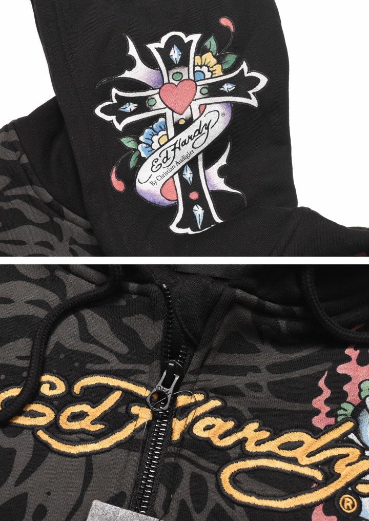 楽天市場】Ed Hardy エドハーディー パーカー TIGER 虎柄 刺繍プリント