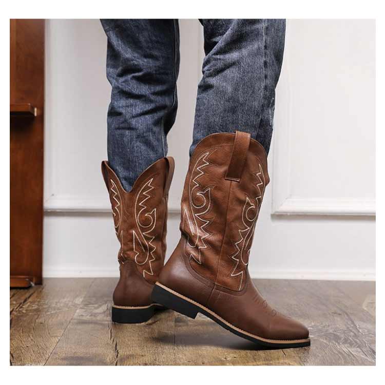 楽天市場】ウエスタンブーツ メンズ ロングブーツ ミドル ブーツ 刺繍