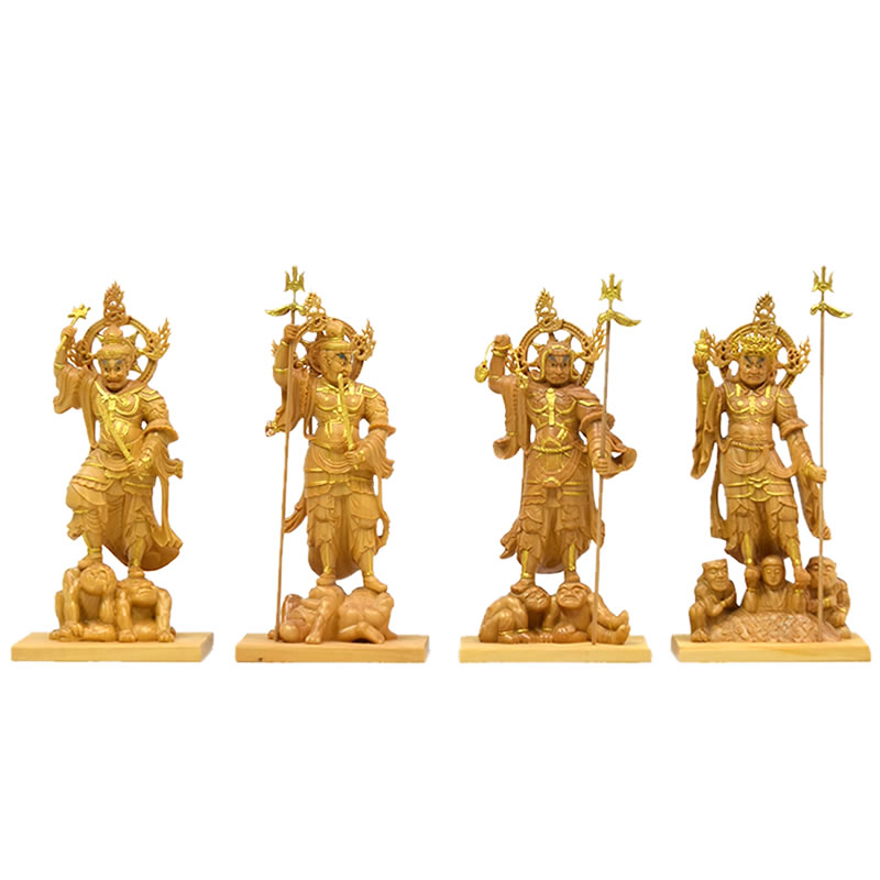 楽天市場】木彫り仏像 小仏-東寺形【四天王】セット 柘植 金泥仕様 総