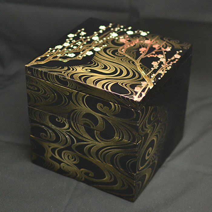 Christian Dior 漆器重箱 3段 リボンデザイン おせち Christian Dior