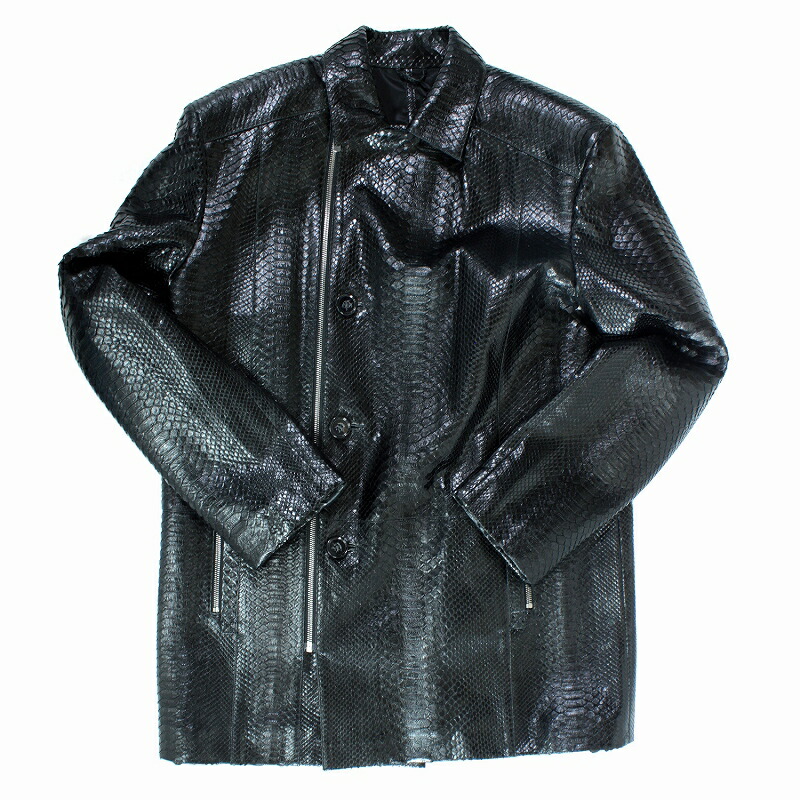 パイソン ステンカラージャケット メンズ ブラック 4276