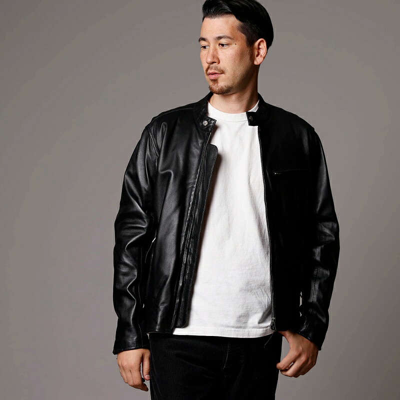 楽天市場】ラムレザージャケット メンズ 本革 ラム革 シングル