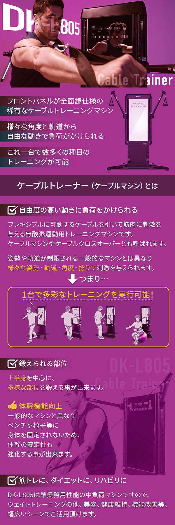 楽天市場】ケーブルマシン 準業務用 ケーブルトレーナー 前面ミラー