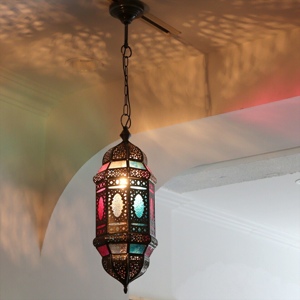 楽天市場】モロッコランプ・ガラスペンダントライト アラビア風