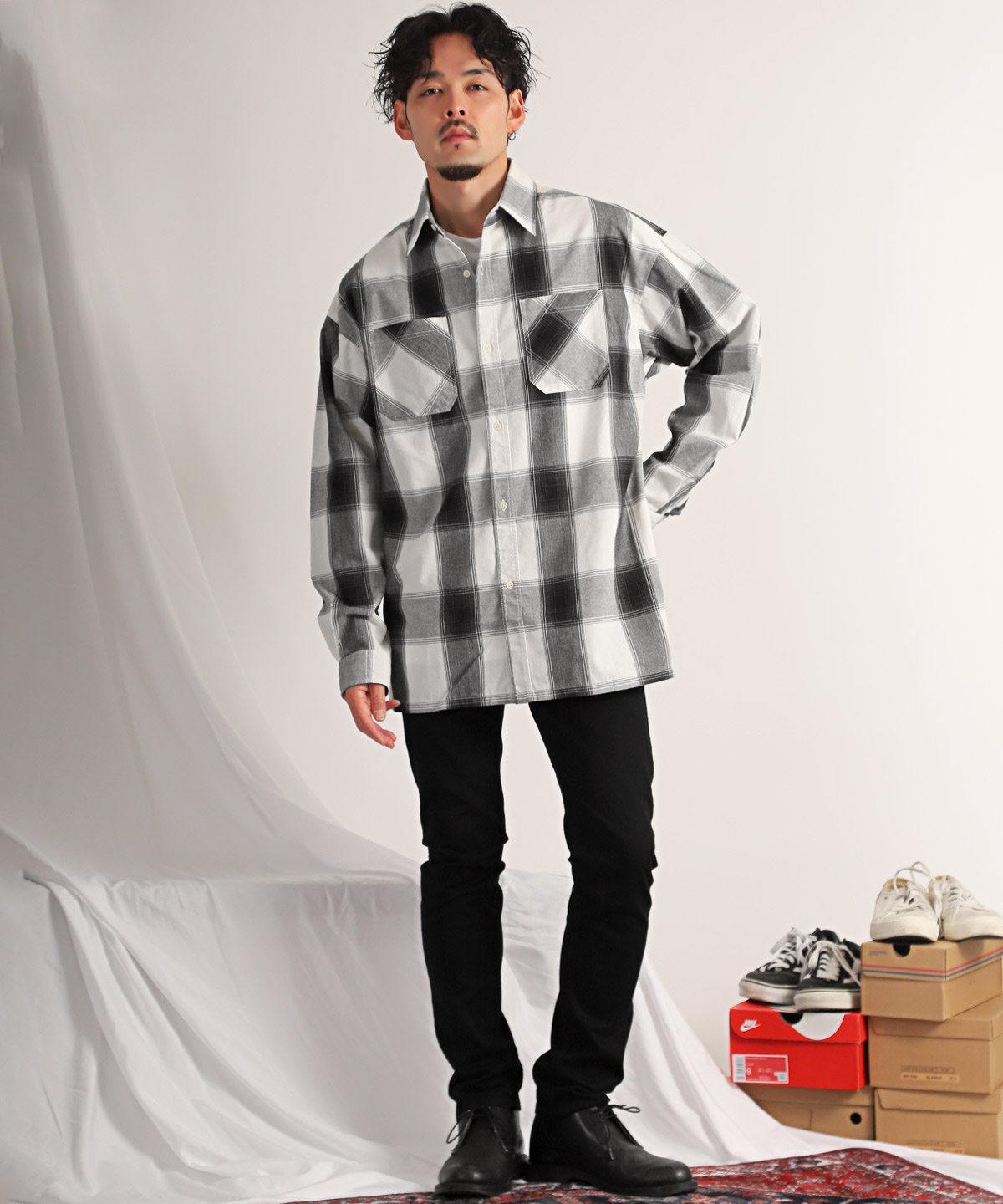 楽天市場】△送料無料△ 長袖シャツ メンズ オンブレチェック ビッグ