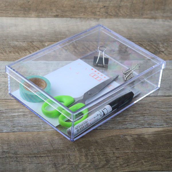 楽天市場】クリアケース フタ付き 幅20.8×奥行14.6×高さ5.6cm 小物入れ