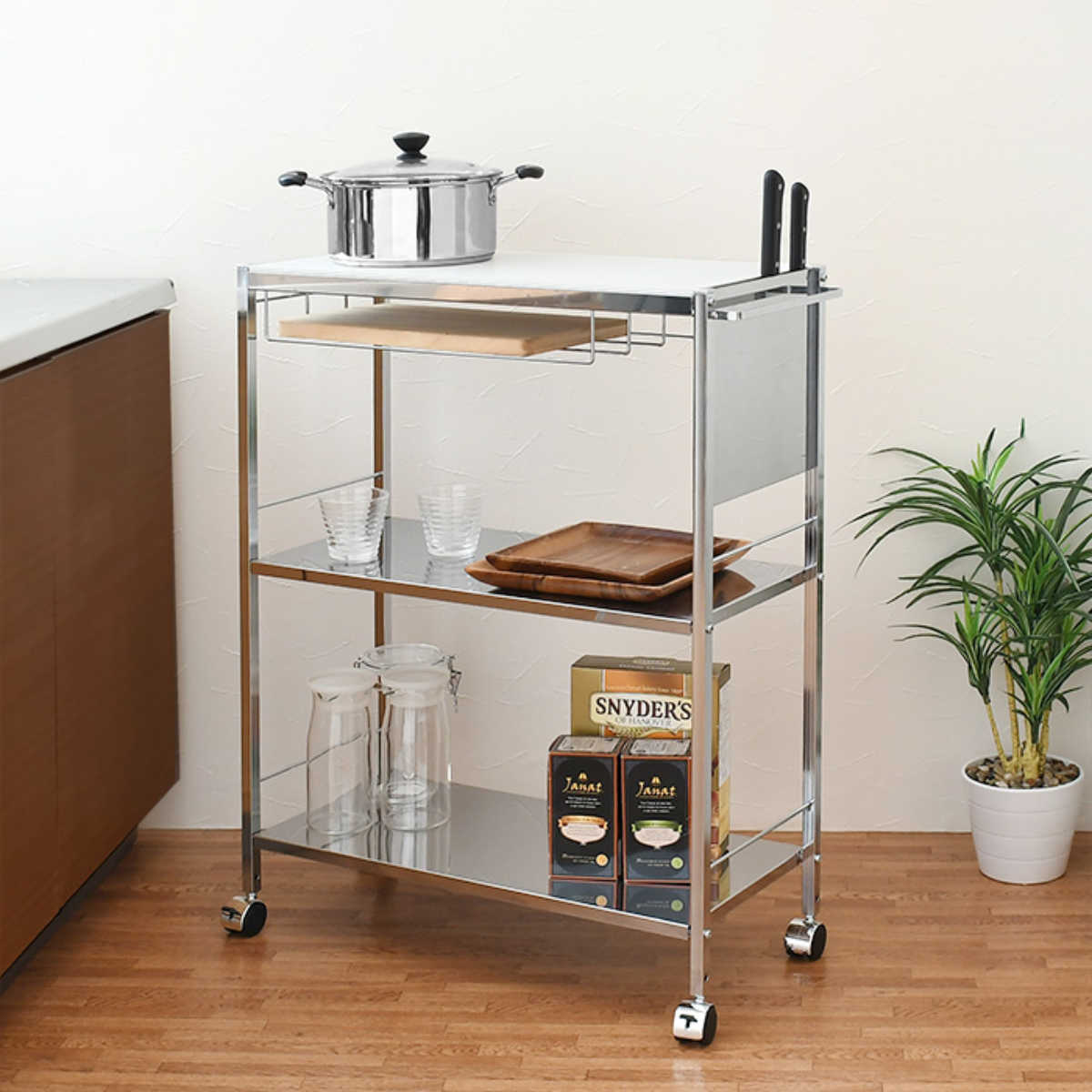 楽天市場】キッチンワゴン 人工大理石天板キッチン作業台 幅68cm