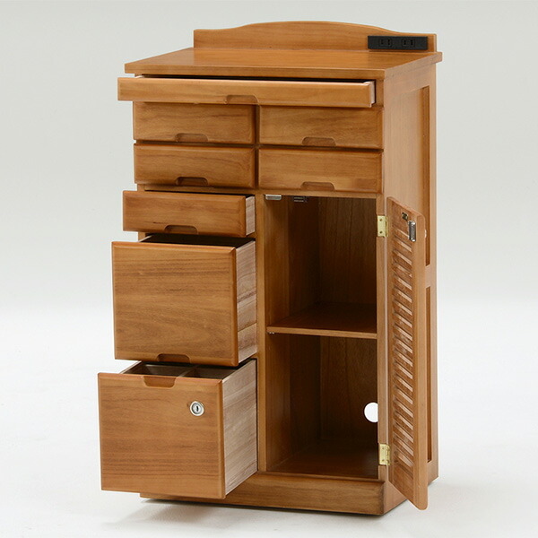 楽天市場】FAX台 電話台 幅48cm 桐チェスト 鍵付き 多段引出し 天然木