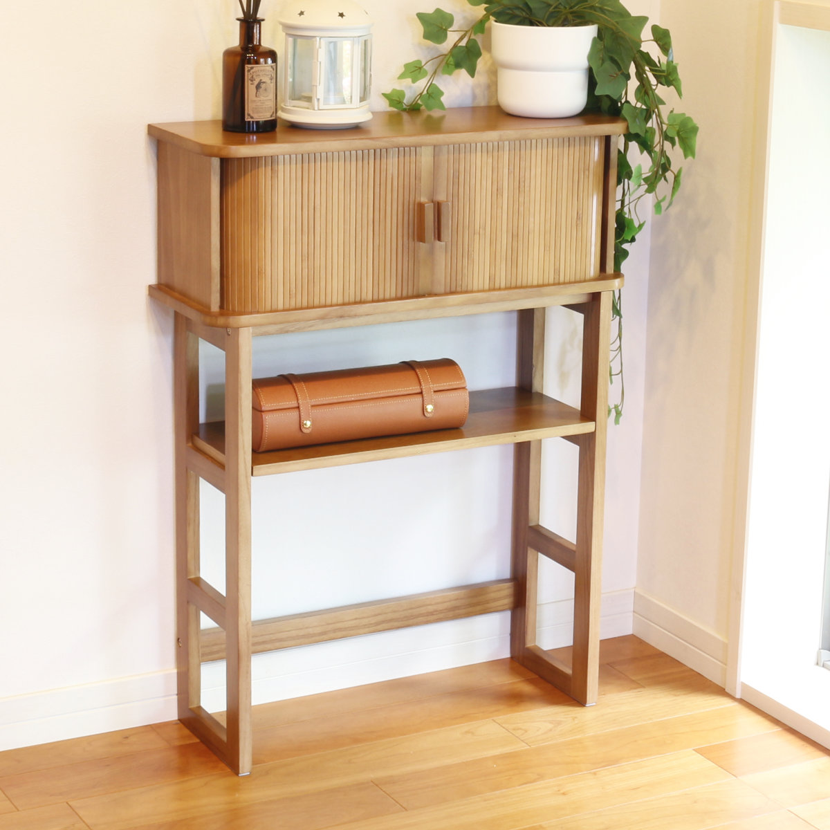 楽天市場】コンソールテーブル 幅60cm ジャバラ扉収納 可動棚付