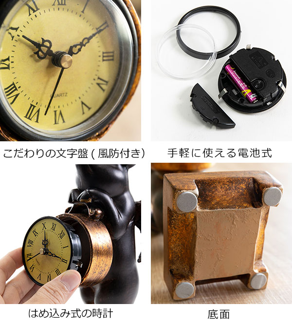 楽天市場】置き時計 ぶたのオブジェ時計 アナログ アンティーク