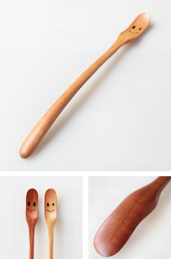 楽天市場】スプーン 19cm マドラースプーン ニコニコ＆ウィンク 木製