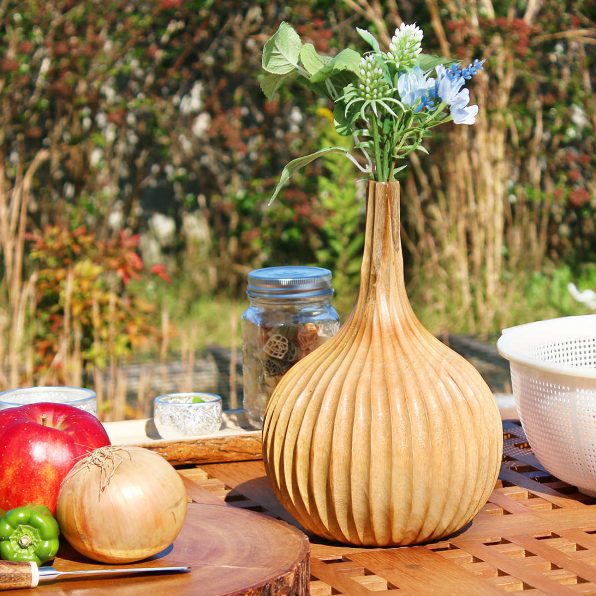 楽天市場】花瓶 マンゴーウッドフラワーベース オニオン （ 花びん