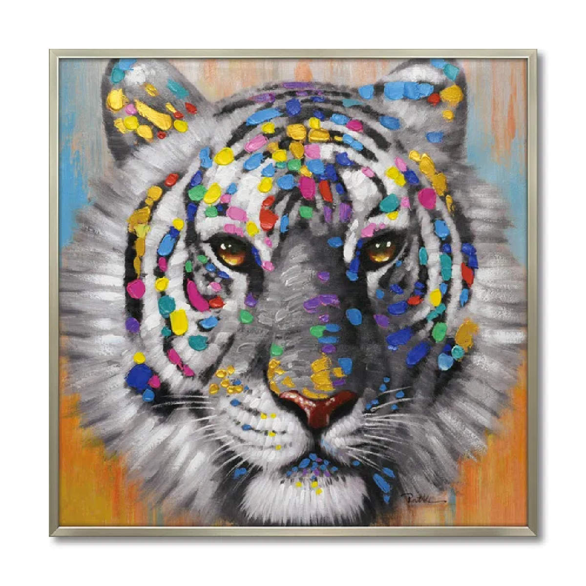 楽天市場】アートパネル オイルペイントアート 『カラフル タイガー