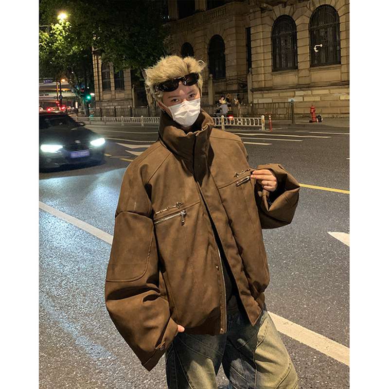 楽天市場】メンズ 中綿ジャケット PUレザージャケット 綿服 カッコイイ