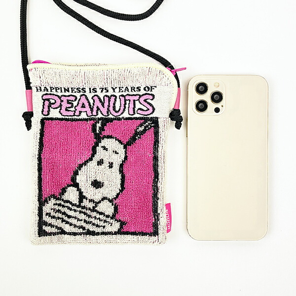 スヌーピー PEANUTS 75th どっとポーチ ショルダーミニサイズ ピンク