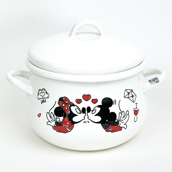 ディズニー ミッキー＆ミニー ホーロー両手鍋(16cm) キッチン Disney