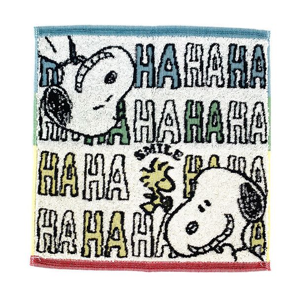 スヌーピー ミニタオル HAHAHAスマイル ハンドタオル ホワイト 西川