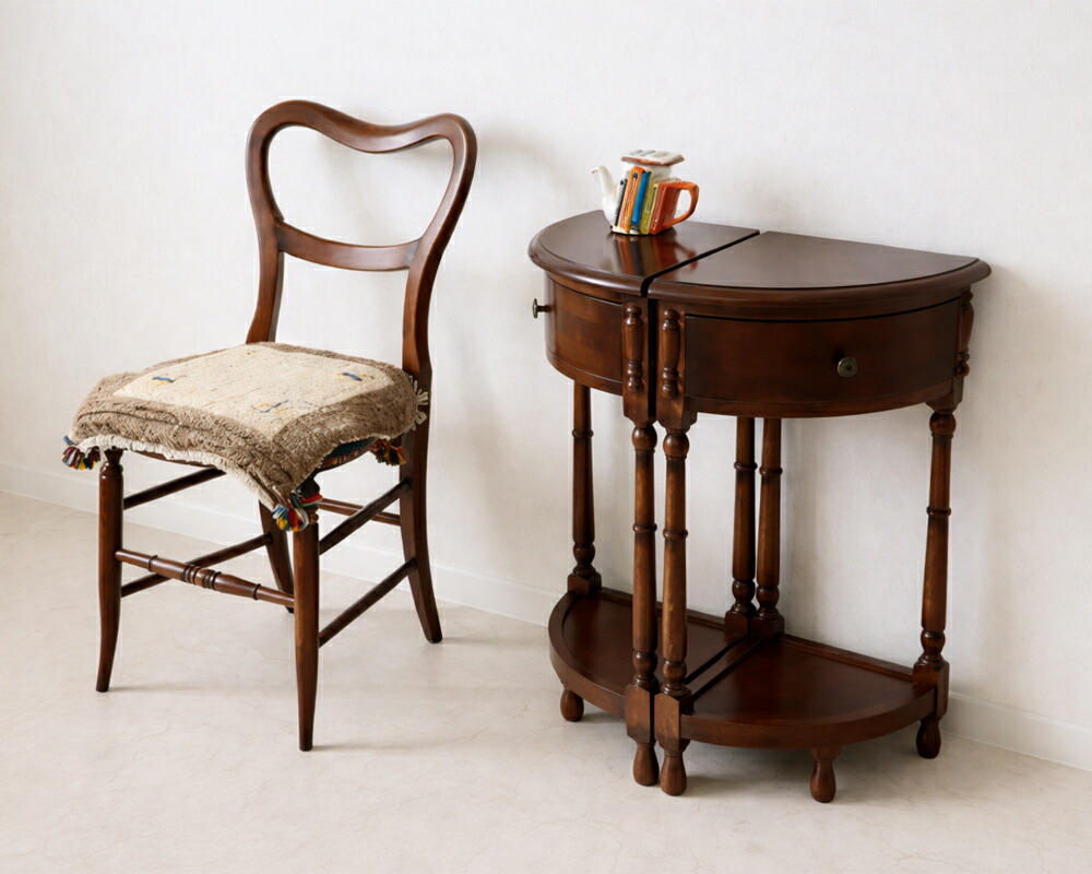 楽天市場】アンティークオーク コーナー用 電話台ブラウン