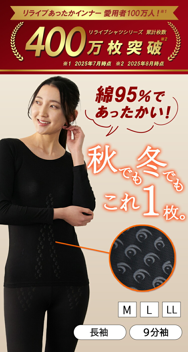 楽天市場】【公式】【 あったか インナー 】 リライブ シャツ 秋冬用 9