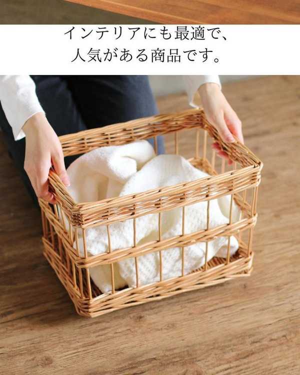 楽天市場】バスケット かごバッグ 手付き 手なし 収納セット 角横 角長