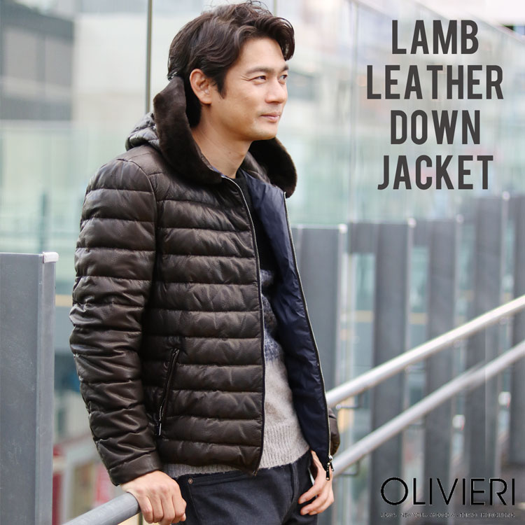 楽天市場】OLIVIERI オリヴィエリ ラム レザー ダウンジャケット